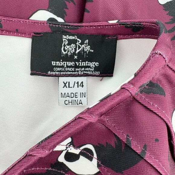 Corpse Bride x Unique Vintage Dress Flying Skulls Stephanie Flare XL - Picture 8 of 9